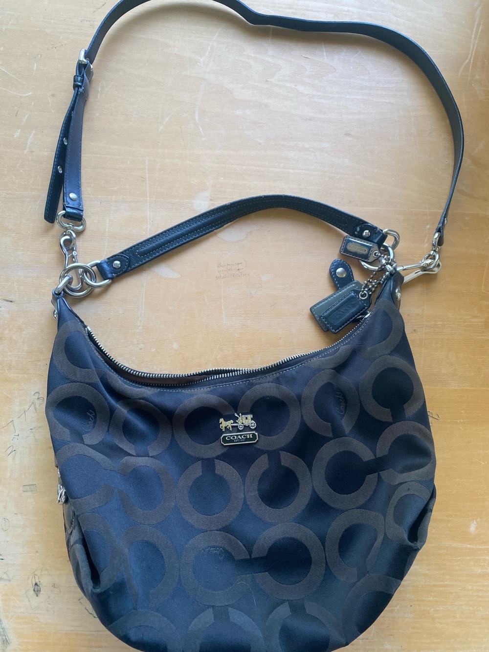 Coach signature C Black Hobo Back with Crossbody Strap